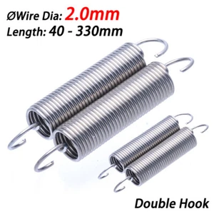 Wire Dia 2.0mm Stainless Steel Extension Spring Hook Ends Spring Long 40mm-330mm - Picture 1 of 11