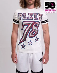 RRP €450 PHILIPP PLEIN T-Shirt Size M LIMITED EDITION Rhinestones Logo - Picture 1 of 9
