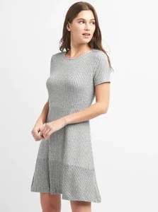 Vestido Gap Acanalado Suave Hilado Ajuste y Acampanado Gris Tallas: M, S, XS Nuevo con Etiqueta - Imagen 1 de 3