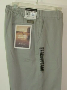Haggar Khaki Pant Mens 34x34 Relaxed Fit Wrinkle Free Elastic Flat 32W 33.5L Act - Picture 1 of 8