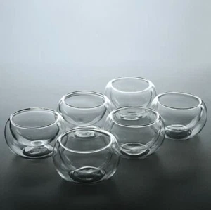 Box of 6 Double Wall Small Glass Tea Cup Bar Shots Mug High Quality Deco 50ml - Picture 1 of 12