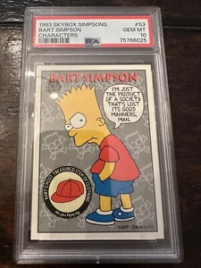 1993 Skybox Simpsons - Bart Simpson S3 Characters - First Character Card  PSA 10 - Picture 1 of 2