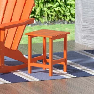 Garden Square Plastic Adirondack Outdoor Side Table, Orange Durable Construction - Picture 1 of 6