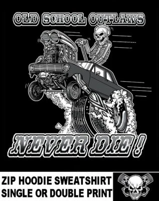 1962-65 OLD SCHOOL MUSCLE HOT ROD OUTLAW COCHE DE CARRERAS CALAVERA CREMALLERA SUDADERA CON CAPUCHA Foto 1 de 4