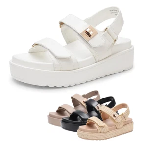 Women Casual Sandals Low Wedge Open Toe Party Dress Wedge Sandals - Picture 1 of 36