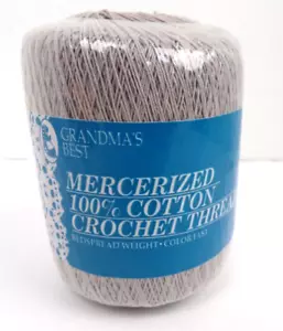 Hilo de ganchillo Grandmas Best 100 % algodón mercerizado 350 yardas gris talla 10 - Imagen 1 de 6