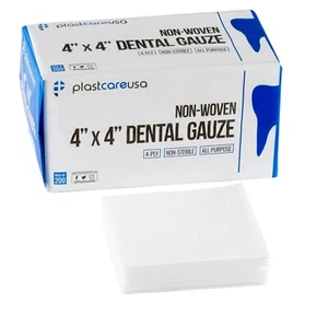 200 4x4 Non Woven Sponges 4-Ply, Non-Sterile Cotton Dental Gauze Pads - Picture 1 of 8