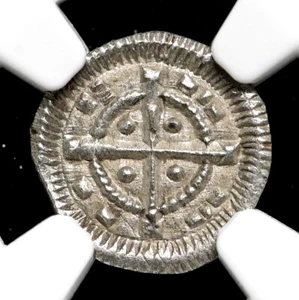 HUNGARY. Bela II, 1131-1141, Silver Denar, NGC MS62 - Picture 1 of 4