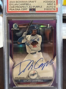 2023 Bowman Draft Dylan Campbell Purple Auto /250 PSA 9 Mint /250 - Picture 1 of 3