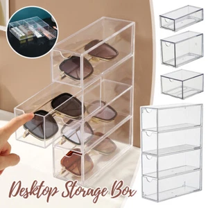 4 Schicht Gläser Aufbewahrungsbox Stapelbar Schublade Display Ständer Make-up Aufbewahrungsbox - Bild 1 von 12