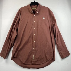 Oklahoma Sooners Shirt Mens XL Red Plaid Long Sleeve Button Up Vesi Sportswear - Picture 1 of 8