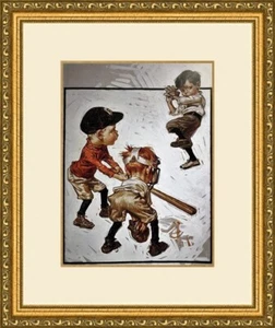 J.C. Leyendecker - Jungen spielen Baseball individueller Galerie gerahmter Druck - Bild 1 von 2