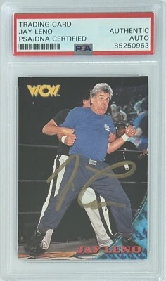 1998 Topps WCW Jay Leno SIGNED The Tonight Show Autographed PSA DNA Certified - Image 1 of 2
