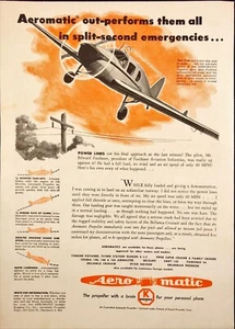 1949 Aeromatic Propeller Bellanca Cruisair Avoiding Power Lines Print Ad - Picture 1 of 6