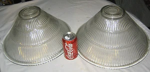 # 2 PAIR ANTIQUE INDUSTRIAL ART DECO CAMP PATIO GLASS LIGHT LAMP TORCHIERE SHADE - Picture 1 of 7