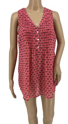 Motherhood Maternity sleeveless top S barbie pink floral pleated V neck - Image 1 of 4