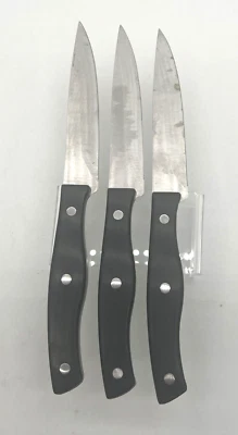 Chicago Cutlery 多功能刀 4.5 英寸刀片黑色手柄 3 件套 GUC — 第 1/4 张图片