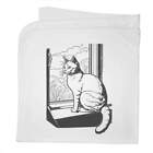 'Cat Perched On A Windowsil' Cotton Baby Blanket / Shawl (By00033712)