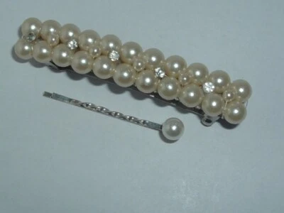 ВИНТАЖНЫЙ ИСКУССТВЕННЫЙ ЖЕМЧУГ И СТРАЗЫ ЗАКОЛКА И BOBBY ЗАКОЛКА - Изображение 1 из 2
