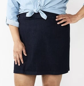 NEW Croft & Barrow Mid-rise Skort Size 16 Dark Wash Stretch Denim - Picture 1 of 10