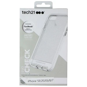 Tech21 Evo Check Series Flexible Gel Case Cover Apple iPhone 8 7 - Clear / White - Picture 1 of 2