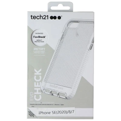 Tech21 Evo Check Series Flexible Gel Case Cover Apple iPhone 8 7 - Clear / White - Image 1 of 2