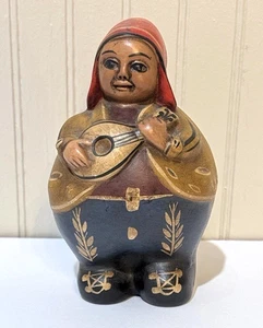Folk Art Clay Pottery Woman Musician Hand made in Peru - Picture 1 of 10