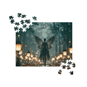 Gothic Dark Fairy Puzzle Fantasy Lantern Forest Fairycore Witchy Jigsaw - Picture 1 of 7