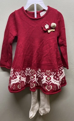 Conjunto de Vestido y Medias Heirloom Polly Flinders Niñas Niño 18 Meses Navidad Nuevo Foto 1 de 3