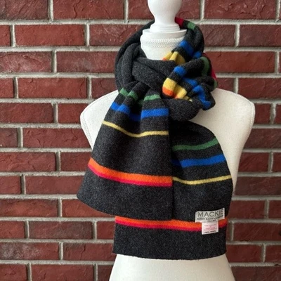 "Bufanda Robert Mackie Escocia 100 % lana unisex a rayas 68""x8"" hecha en Escocia nueva sin etiquetas" Foto 1 de 4