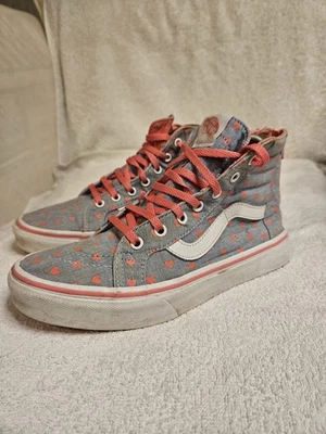 VANS of The Wall High Top Sneakers Trainers UK 4.5 Eu 37 Grey Hearts Lace Up VGC - Image 1 of 4