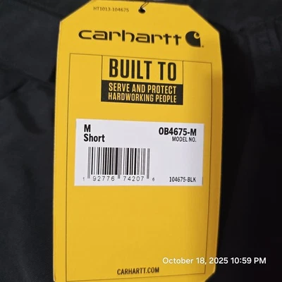 Pantalones impermeables calce holgado Carhartt M Storm Defender para hombre 0B4675-M 104675-NEGRO Foto 1 de 4