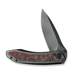 WE Knife Winsome 23092-4 Titanium Lava Flow Fat Carbon Fiber M390 Steel Knife - Picture 1 of 8