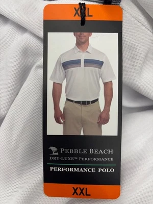Pebble Beach Men's Dry-Luxe Performance Golf Polo Shirt(WHITE/BLUE XXL)NWTD - Image 1 of 3