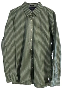 Tommy Hilfiger Button Down Shirt Mens Sz Large Custom Fit Kelly Green Plaid LS - Picture 1 of 7