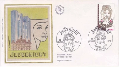 Enveloppe 1er jour Juvexniort Jeunesse Philatélique 1978 soie FDC - Photo 1/2