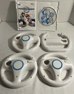 Mario Kart Wii (Nintendo Wii, 2008) Complete With 4 Steering Wheels Tested - Picture 1 of 5