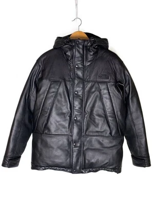 THE NORTH FACE 紫色标签羊皮皮革羽绒服黑色 S 码男式 — 第 1/4 张图片