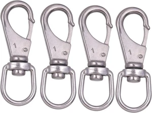 Gancho a presión de ojo giratorio de acero inoxidable, paquete de 4 (3,5 pulgadas) de alta resistencia para buceo... - Imagen 1 de 7