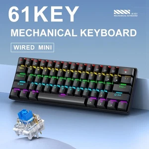 61 Keys Mechanical Keyboard Wired,apayado K61 Rgb 60% Portable Mini Keyboard Bla - Afbeelding 1 van 27
