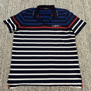 Polo de golf Ralph Lauren para hombre XL azul a rayas rendimiento EE. UU. 2016 Ryder Cup - Imagen 1 de 6