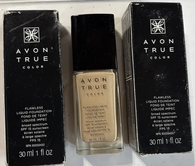 NUEVA Base Líquida Impecable Avon True Color FPS 15 NUDE 1 fl oz. Lote de 3 NOS Foto 1 de 4