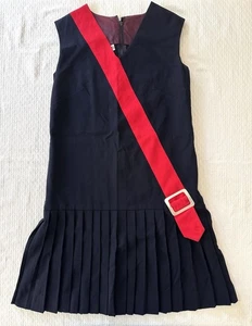 1960’s Vintage Nan-Tess Women’s Dress Navy Blue A-Line Drop Waist Pleated Skirt - Picture 1 of 8