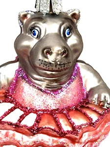 VINTAGE ALTE WELT WEIHNACHTEN TANZENDES NILPFERD BALLERINA WEIHNACHTSSCHMUCK 4" - Bild 1 von 6