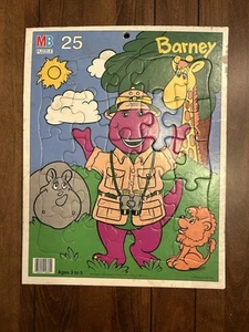 Vintage Barney and Friends Safari 25 Piece Cardboard Puzzle Milton Bradley (MB) - Picture 1 of 7
