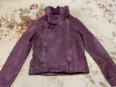Avirex Authentic Motorcycle Jacket Men's Size L Sheepskin Leather Purple Color - Image 1 of 4
