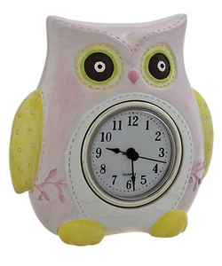 Clock Baby Owl Pink 14cm NEW - Picture 1 of 2