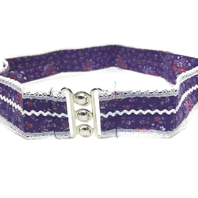 Women's Belt Purple Small VTG Laced Quilted Floral Cinch Classic Ladies - Image 1 of 4