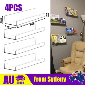 4Pcs Wall Floating Shelf Set Mount Storage Book Display Acrylic Rack (38x11cm) S - Picture 1 of 7