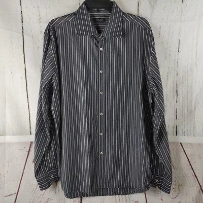 Camisa Zara Hombre Gris Blanco Rayas Botón Delantero Manga Larga Talla 18 Eur 16 Foto 1 de 4